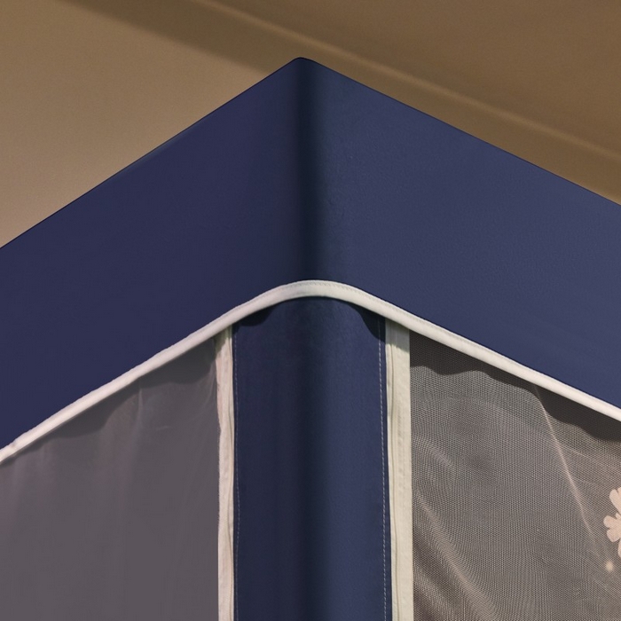 91家纺网 家纺一手货源 找家纺 雪姿家纺 2025新款A类大版印花款物理强遮光纳米技术环保透气超强遮光防蚊学生坐床蚊帐 小狗追蝶