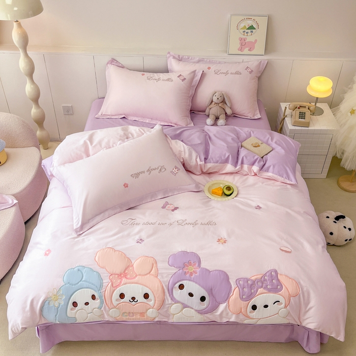 91家纺网 家纺一手货源 找家纺 （总）金绣美居 2025新款大版卡通贴布绣春夏新款全棉四件套汇总