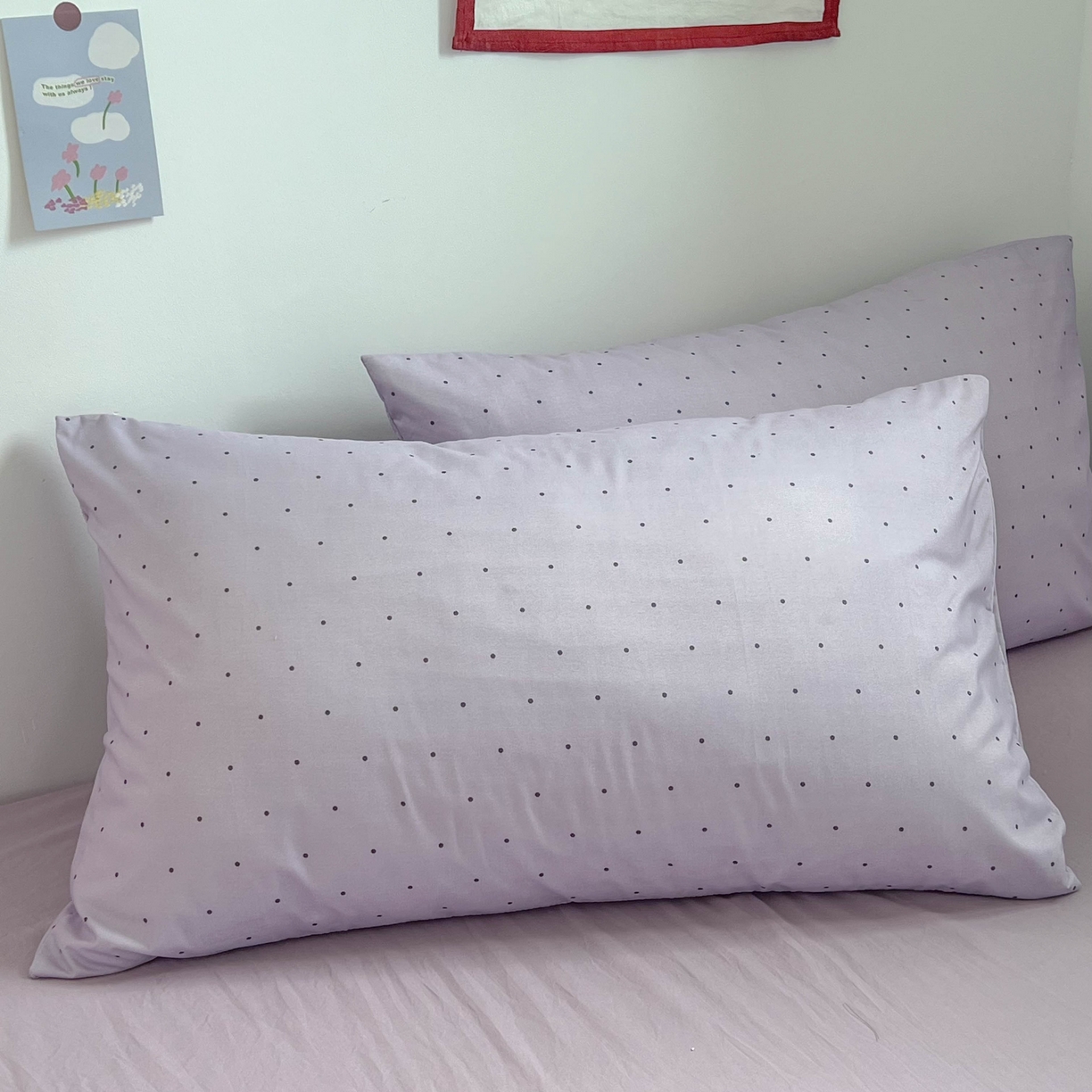 91家纺网 家纺一手货源 找家纺 红嘴企鹅 2025新款云感提花双层纱印花系列四件套 波点紫