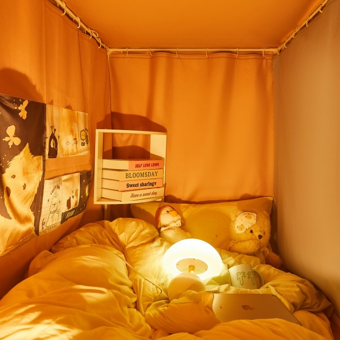 91家纺网 家纺一手货源 找家纺 雪姿家纺 2025新款A类大版印花款物理强遮光纳米技术环保透气超强遮光防蚊学生坐床蚊帐 甜心兔