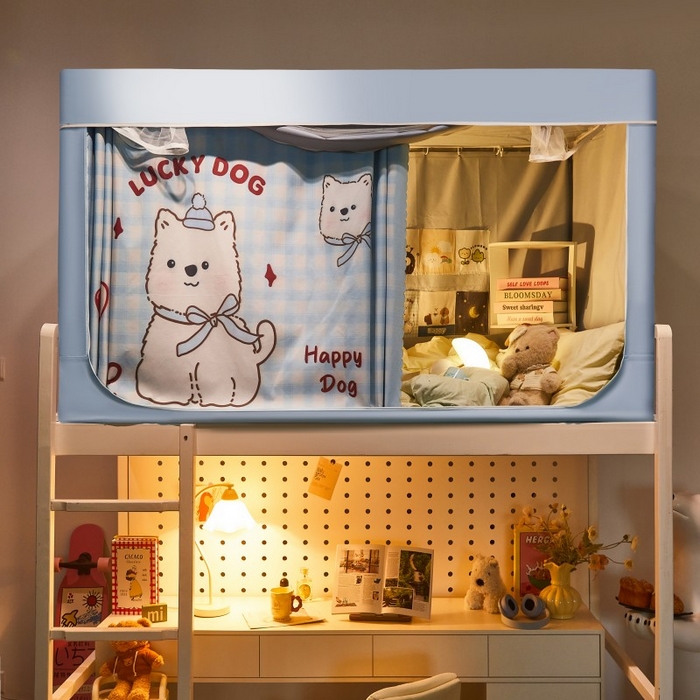 91家纺网 家纺一手货源 找家纺 雪姿家纺 2025新款A类大版印花款物理强遮光纳米技术环保透气超强遮光防蚊学生坐床蚊帐 幸运狗