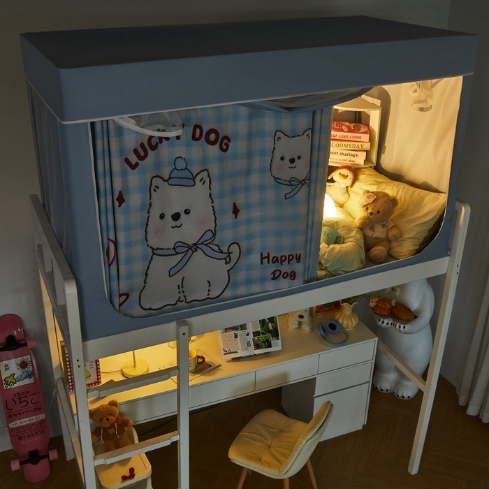 91家纺网 家纺一手货源 找家纺 雪姿家纺 2025新款A类大版印花款物理强遮光纳米技术环保透气超强遮光防蚊学生坐床蚊帐 幸运狗