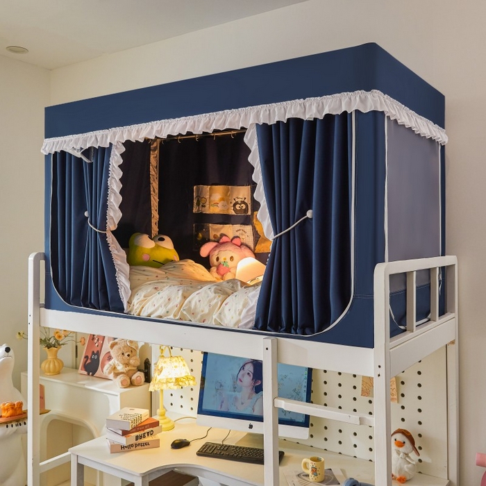 91家纺网 家纺一手货源 找家纺 （总）雪姿家纺 2025新款A类纯色花边款物理强遮光纳米技术环保透气超强遮光防蚊学生坐床蚊帐