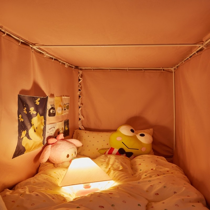 91家纺网 家纺一手货源 找家纺 雪姿家纺 2025新款A类纯色花边款物理强遮光纳米技术环保透气超强遮光防蚊学生坐床蚊帐 纯色花边款-粉玉色