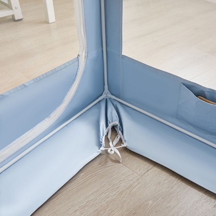 91家纺网 家纺一手货源 找家纺 雪姿家纺 2025新款A类纯色花边款物理强遮光纳米技术环保透气超强遮光防蚊学生坐床蚊帐 纯色花边款-淡兰色