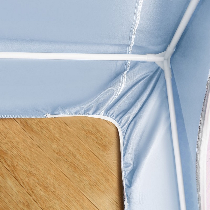 91家纺网 家纺一手货源 找家纺 雪姿家纺 2025新款A类纯色花边款物理强遮光纳米技术环保透气超强遮光防蚊学生坐床蚊帐 纯色花边款-淡兰色