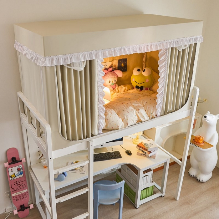 91家纺网 家纺一手货源 找家纺 雪姿家纺 2025新款A类纯色花边款物理强遮光纳米技术环保透气超强遮光防蚊学生坐床蚊帐 纯色花边款-卡其色