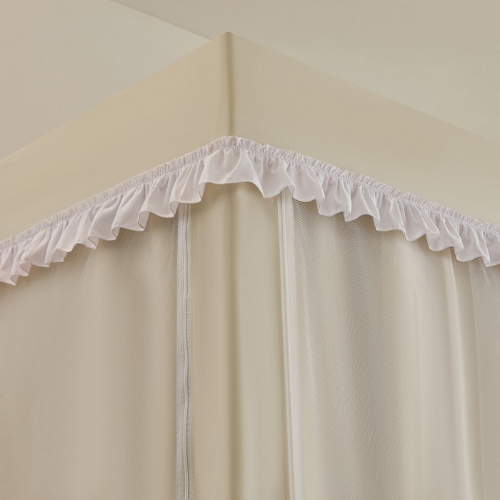 91家纺网 家纺一手货源 找家纺 雪姿家纺 2025新款A类纯色花边款物理强遮光纳米技术环保透气超强遮光防蚊学生坐床蚊帐 纯色花边款-卡其色