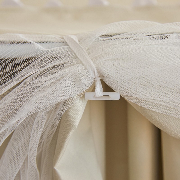 91家纺网 家纺一手货源 找家纺 雪姿家纺 2025新款A类纯色花边款物理强遮光纳米技术环保透气超强遮光防蚊学生坐床蚊帐 纯色花边款-卡其色