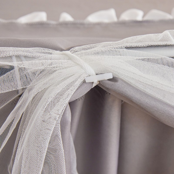 91家纺网 家纺一手货源 找家纺 雪姿家纺 2025新款A类纯色花边款物理强遮光纳米技术环保透气超强遮光防蚊学生坐床蚊帐 纯色花边款-时尚灰