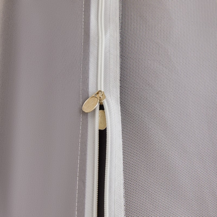 91家纺网 家纺一手货源 找家纺 雪姿家纺 2025新款A类纯色花边款物理强遮光纳米技术环保透气超强遮光防蚊学生坐床蚊帐 纯色花边款-时尚灰