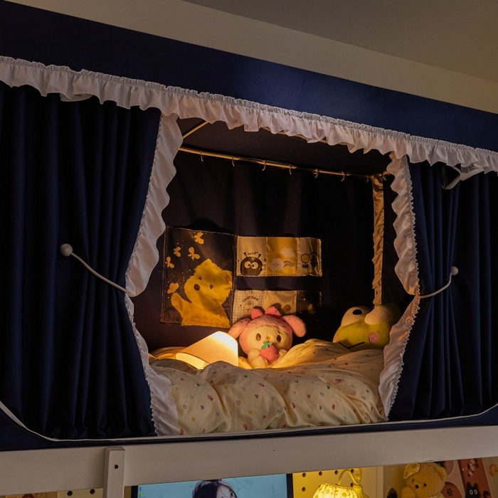 91家纺网 家纺一手货源 找家纺 雪姿家纺 2025新款A类纯色花边款物理强遮光纳米技术环保透气超强遮光防蚊学生坐床蚊帐 纯色花边款-宝石蓝