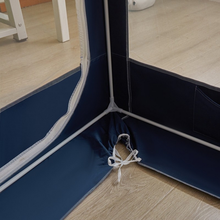 91家纺网 家纺一手货源 找家纺 雪姿家纺 2025新款A类纯色花边款物理强遮光纳米技术环保透气超强遮光防蚊学生坐床蚊帐 纯色花边款-宝石蓝