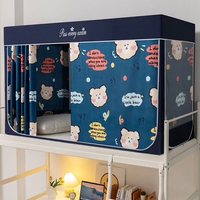 91家纺网 家纺一手货源 找家纺 兆星家纺 2025新款普通上下铺蚊帐 好奇小熊