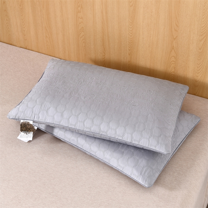 91家纺网 家纺一手货源 找家纺 大熊枕芯 2025新款简约绗绣全荞麦壳枕芯枕头荞麦枕枕头枕芯 简约绗绣荞麦枕-灰色 48x74cm/只