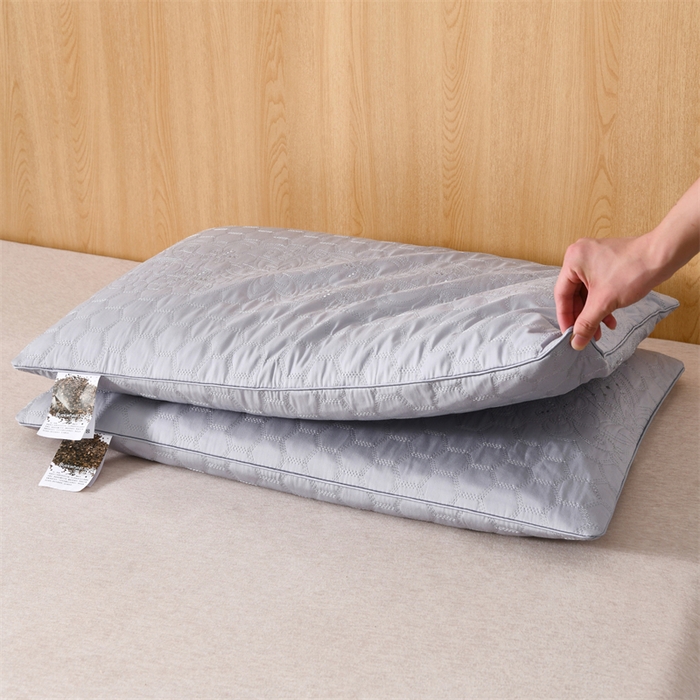 91家纺网 家纺一手货源 找家纺 大熊枕芯 2025新款简约绗绣全荞麦壳枕芯枕头荞麦枕枕头枕芯 简约绗绣荞麦枕-灰色 48x74cm/只