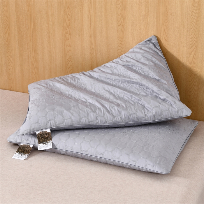 91家纺网 家纺一手货源 找家纺 大熊枕芯 2025新款简约绗绣全荞麦壳枕芯枕头荞麦枕枕头枕芯 简约绗绣荞麦枕-灰色 48x74cm/对