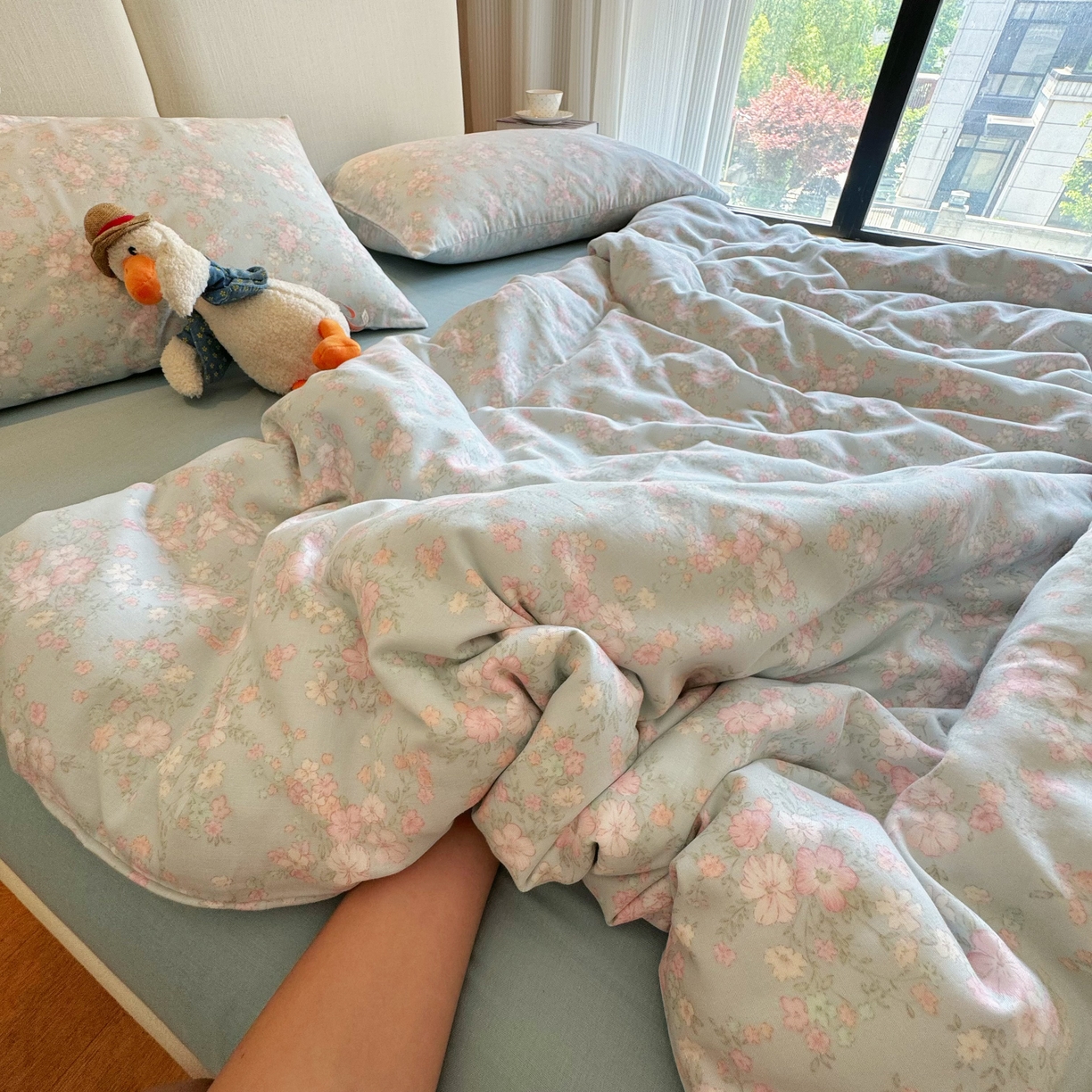 91家纺网 家纺一手货源 找家纺 （总）8+8 2025新款全棉A类母婴级抗菌有氧全棉双层纱亲肤全棉小清新印花三件套四件套