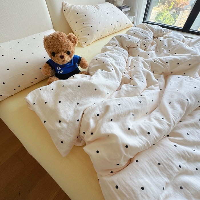 91家纺网 家纺一手货源 找家纺 8+8 2025新款全棉A类母婴级抗菌有氧全棉双层纱亲肤全棉小清新印花三件套四件套 简约款-冰激凌