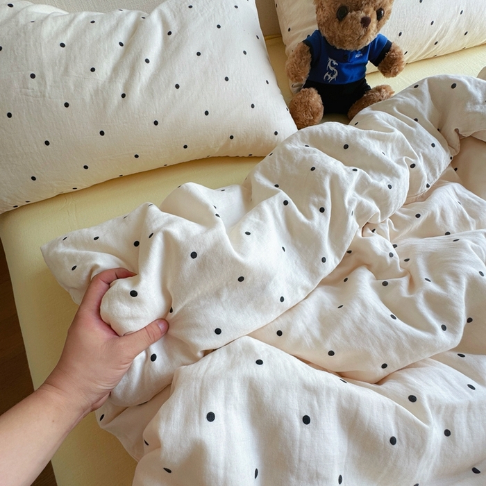 91家纺网 家纺一手货源 找家纺 8+8 2025新款全棉A类母婴级抗菌有氧全棉双层纱亲肤全棉小清新印花三件套四件套 简约款-冰激凌