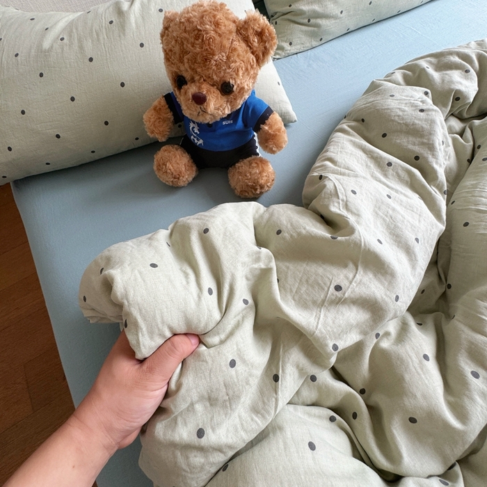 91家纺网 家纺一手货源 找家纺 8+8 2025新款全棉A类母婴级抗菌有氧全棉双层纱亲肤全棉小清新印花三件套四件套 简约款-海盐拿铁