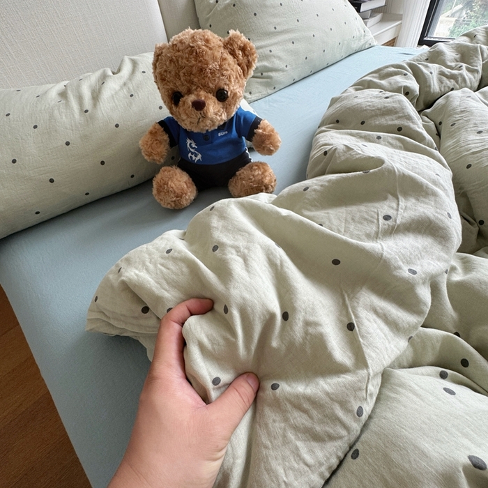 8+8 2025新款全棉A类母婴级抗菌有氧全棉双层纱亲肤全棉小清新印花三件套四件套 简约款-海盐拿铁