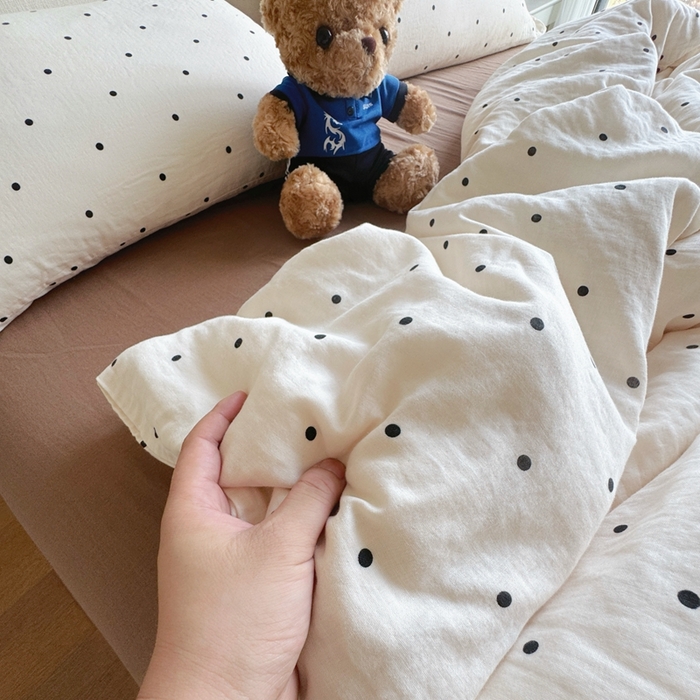 91家纺网 家纺一手货源 找家纺 8+8 2025新款全棉A类母婴级抗菌有氧全棉双层纱亲肤全棉小清新印花三件套四件套 简约款-赫本