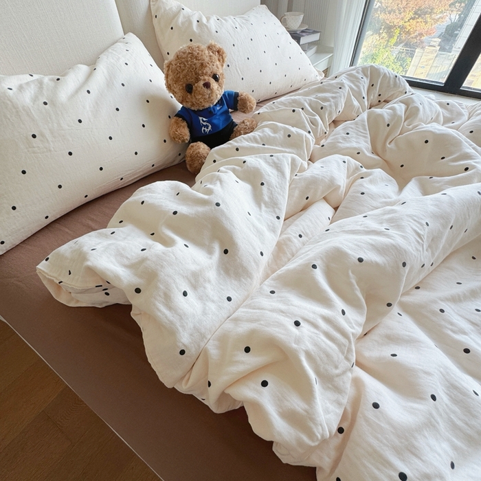 91家纺网 家纺一手货源 找家纺 8+8 2025新款全棉A类母婴级抗菌有氧全棉双层纱亲肤全棉小清新印花三件套四件套 简约款-赫本