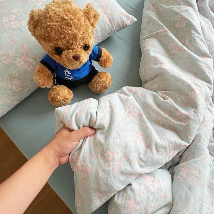 91家纺网 家纺一手货源 找家纺 8+8 2025新款全棉A类母婴级抗菌有氧全棉双层纱亲肤全棉小清新印花三件套四件套 简约款-莱茵河畔