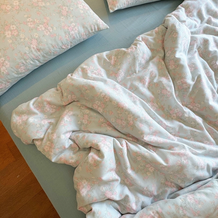 91家纺网 家纺一手货源 找家纺 8+8 2025新款全棉A类母婴级抗菌有氧全棉双层纱亲肤全棉小清新印花三件套四件套 简约款-莱茵河畔