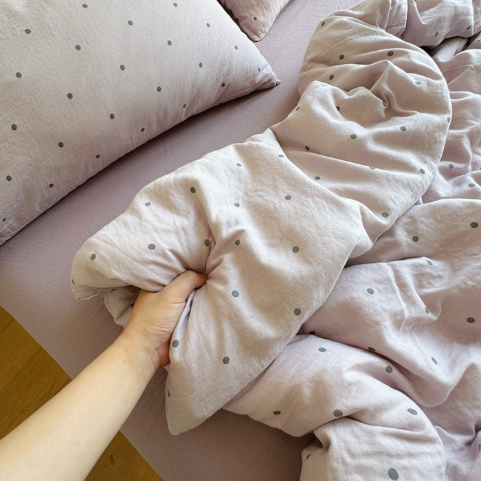 91家纺网 家纺一手货源 找家纺 8+8 2025新款全棉A类母婴级抗菌有氧全棉双层纱亲肤全棉小清新印花三件套四件套 简约款-芋泥波波