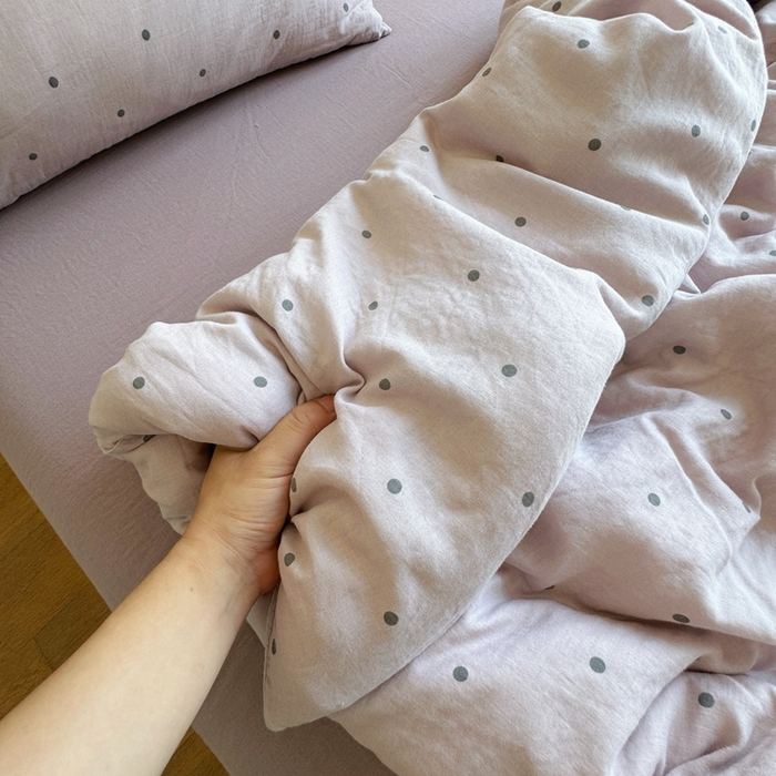 91家纺网 家纺一手货源 找家纺 8+8 2025新款全棉A类母婴级抗菌有氧全棉双层纱亲肤全棉小清新印花三件套四件套 简约款-芋泥波波