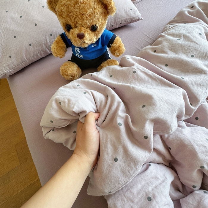 8+8 2025新款全棉A类母婴级抗菌有氧全棉双层纱亲肤全棉小清新印花三件套四件套 简约款-芋泥波波