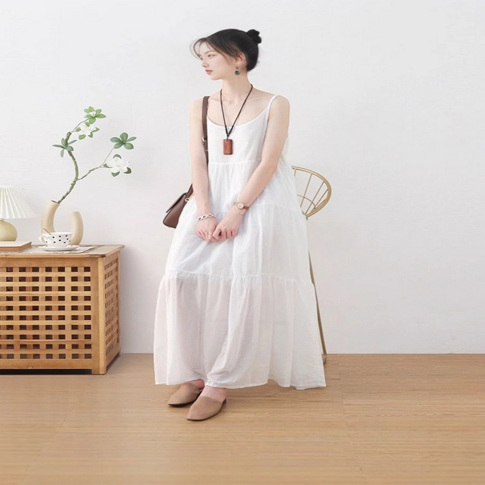 91家纺网 家纺一手货源 找家纺 （总）洛兰沙家居馆【只代发】【只代发】 2025春夏新款文艺复古民族风上衣女盘扣立领五分袖刺绣花棉麻连衣裙