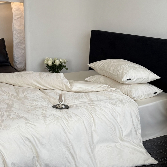 91家纺网 家纺一手货源 找家纺 （总）鹿班家居 2025春夏新款100s长绒棉纯棉云感超柔厚织提花浮雕四件套-半阙清欢（标准会员-20元）