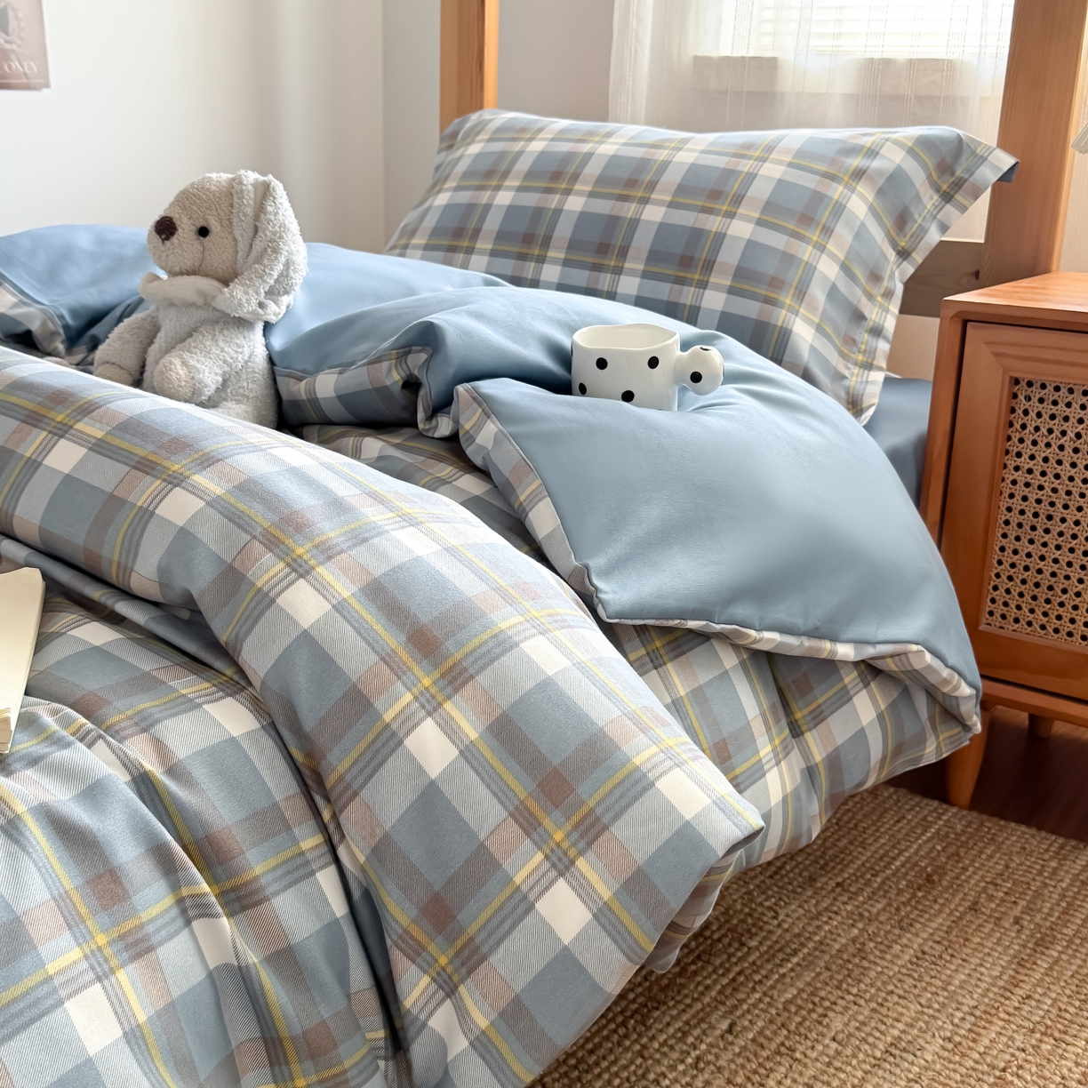 91家纺网 家纺一手货源 找家纺 （总）卡罗兰 2025新款学生季水洗棉磨毛三件套