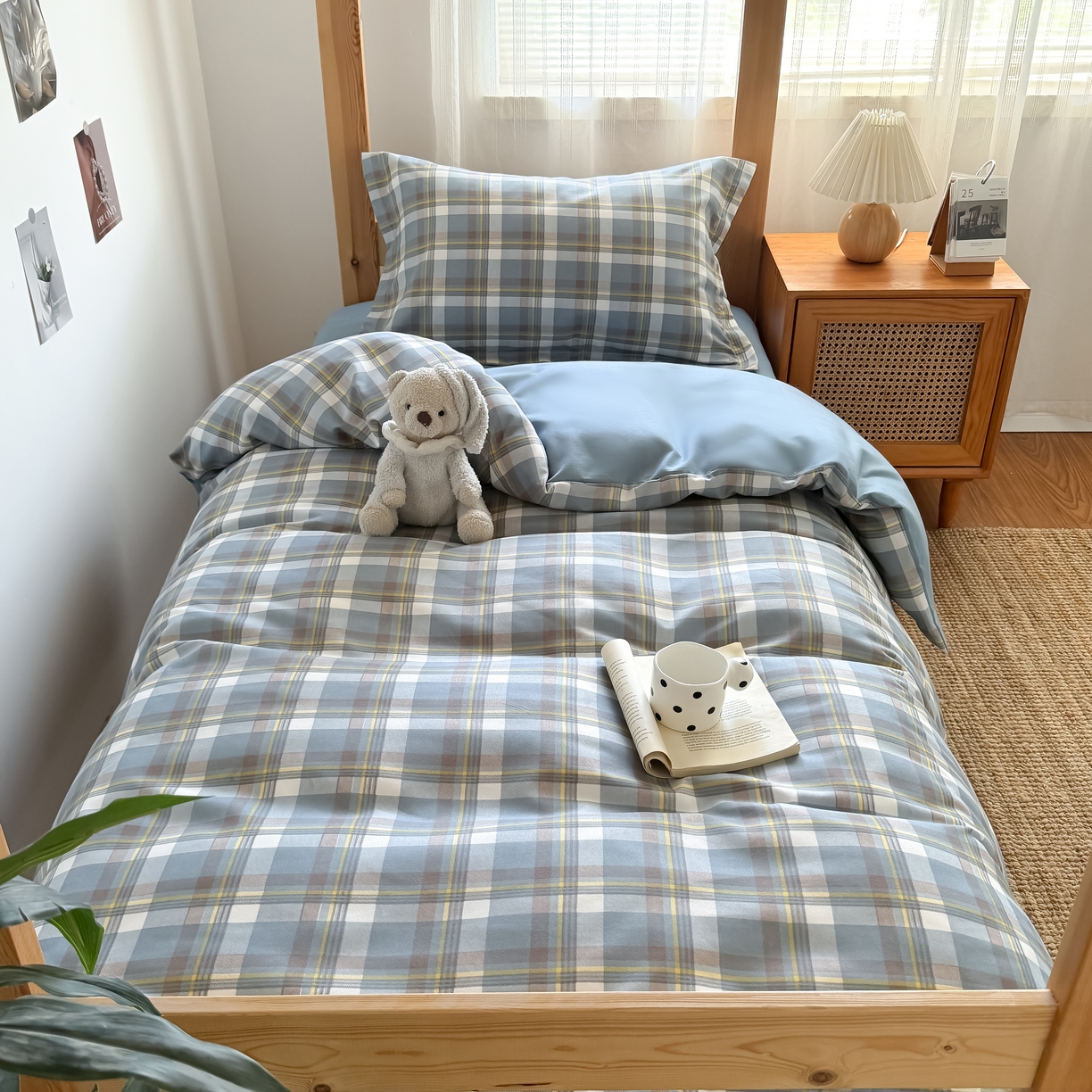 91家纺网 家纺一手货源 找家纺 （总）卡罗兰 2025新款学生季水洗棉磨毛三件套