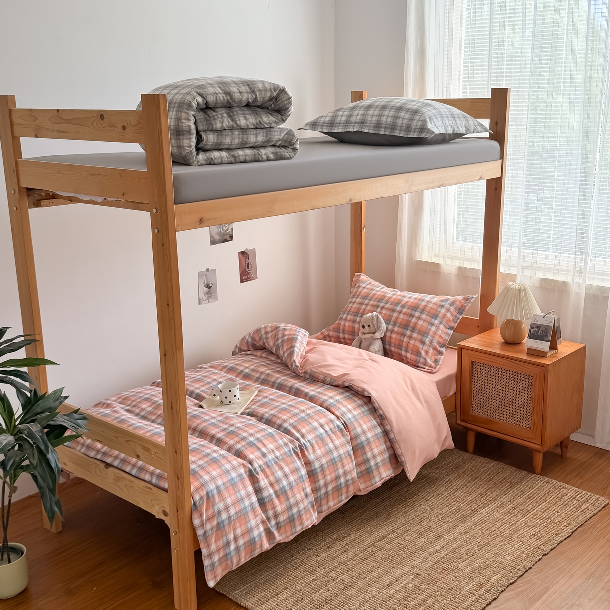 卡罗兰 2025新款学生季水洗棉磨毛三件套 格调-粉