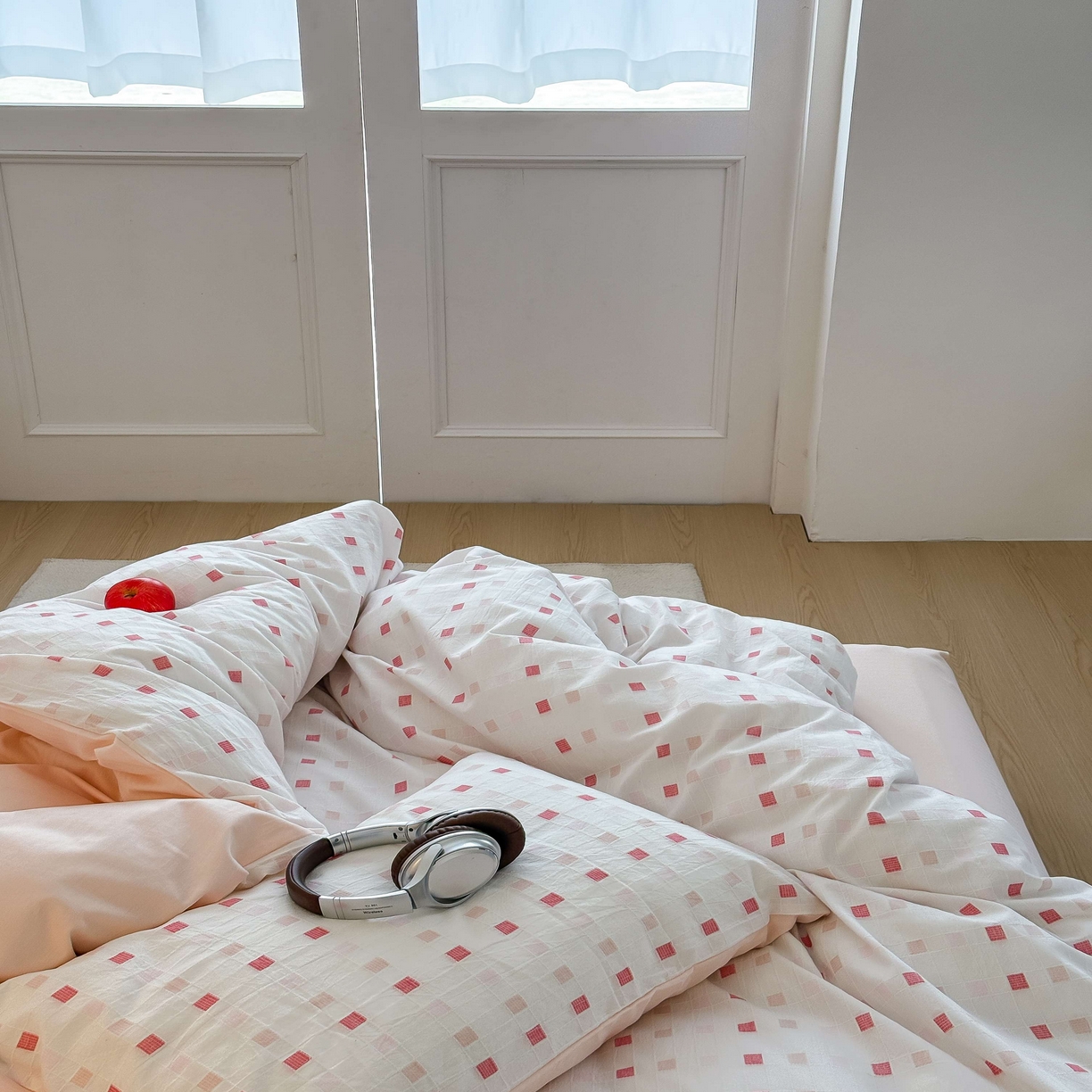 91家纺网 家纺一手货源 找家纺 山舍家居 2025新款全棉纯棉色织提花四件套系列-方糖 方糖-粉