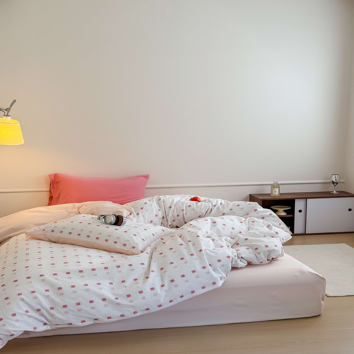 91家纺网 家纺一手货源 找家纺 山舍家居 2025新款全棉纯棉色织提花四件套系列-方糖 方糖-粉