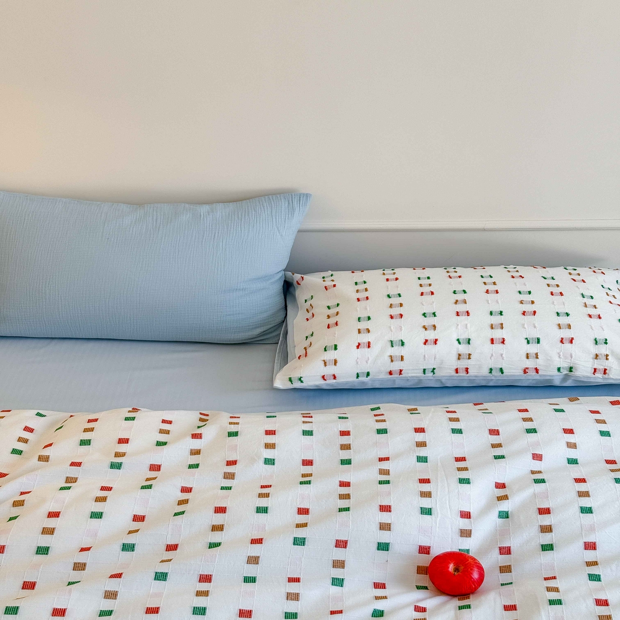 91家纺网 家纺一手货源 找家纺 山舍家居 2025新款全棉纯棉色织提花四件套系列-方糖 方糖-蓝