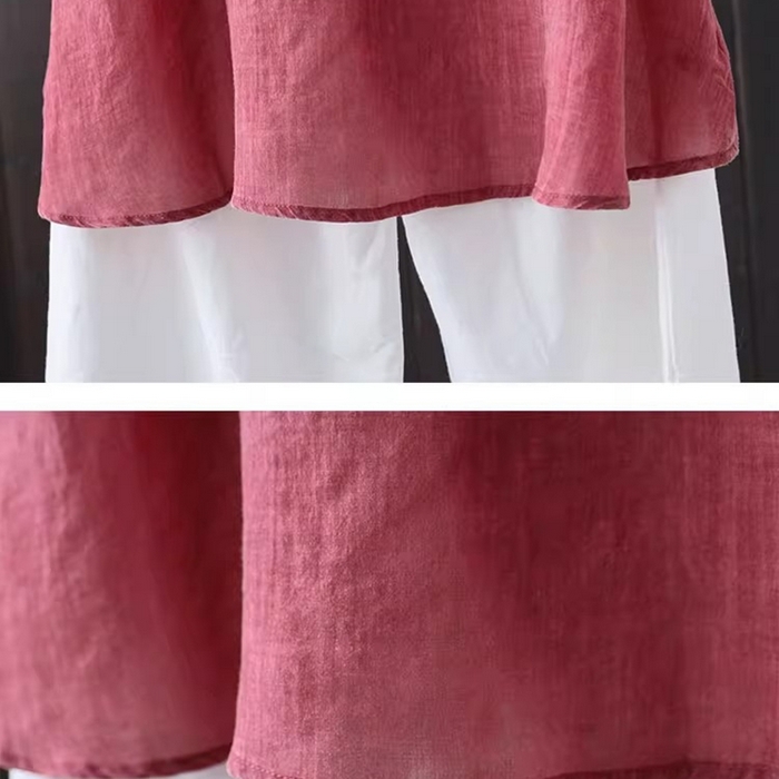 91家纺网 家纺一手货源 找家纺 洛兰沙家居馆【只代发】【只代发】 2025新款原创文艺纯色方领不规则天丝棉麻衬衫女春夏新款宽松凉爽上衣 红色