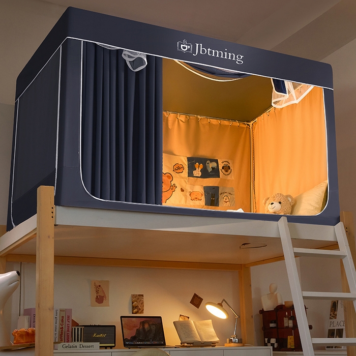 91家纺网 家纺一手货源 找家纺 （总）星际优品 2025新款学生蚊帐遮光床帘植绒环保遮光帘99%遮光-纯色款学生蚊帐