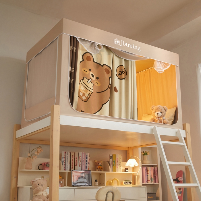 91家纺网 家纺一手货源 找家纺 （总）星际优品 2025新款学生蚊帐遮光床帘植绒环保遮光帘99%遮光-印花款学生蚊帐-一