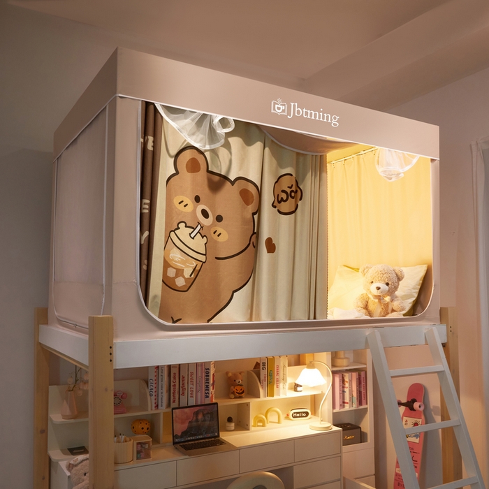 91家纺网 家纺一手货源 找家纺 （总）星际优品 2025新款学生蚊帐遮光床帘植绒环保遮光帘99%遮光-印花款学生蚊帐-一