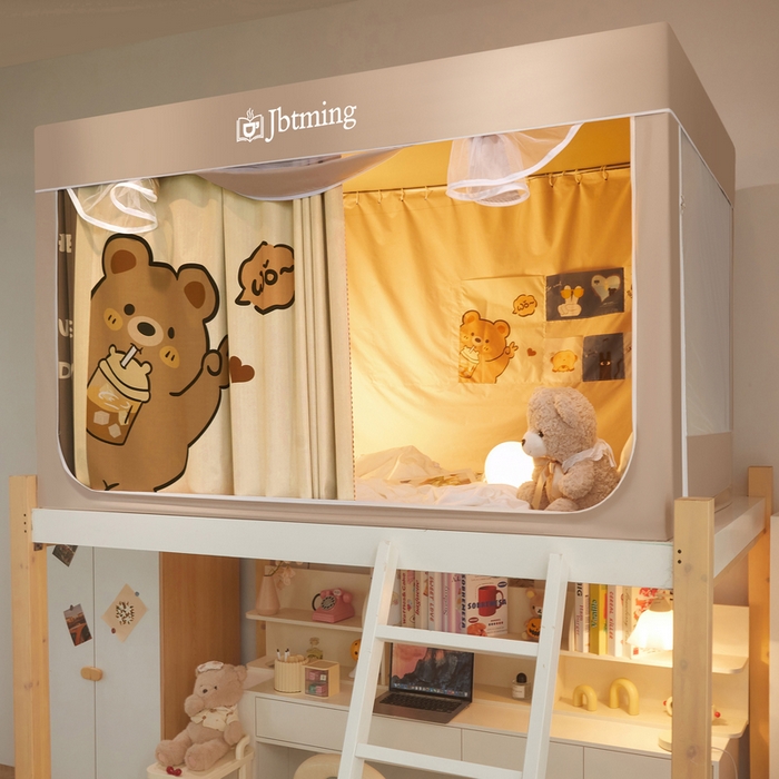 91家纺网 家纺一手货源 找家纺 （总）星际优品 2025新款学生蚊帐遮光床帘植绒环保遮光帘99%遮光-印花款学生蚊帐-一