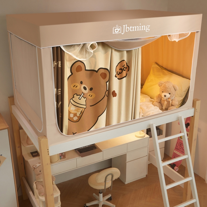 91家纺网 家纺一手货源 找家纺 （总）星际优品 2025新款学生蚊帐遮光床帘植绒环保遮光帘99%遮光-印花款学生蚊帐-一