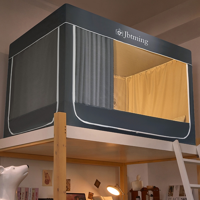 91家纺网 家纺一手货源 找家纺 星际优品 2025新款学生蚊帐遮光床帘植绒环保遮光帘99%遮光-纯色款学生蚊帐 深灰-纯色