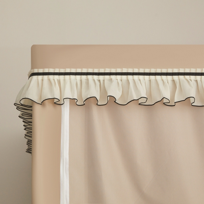 91家纺网 家纺一手货源 找家纺 星际优品 2025新款学生蚊帐遮光床帘植绒环保遮光帘99%遮光-花边款学生蚊帐 花边款-米杏