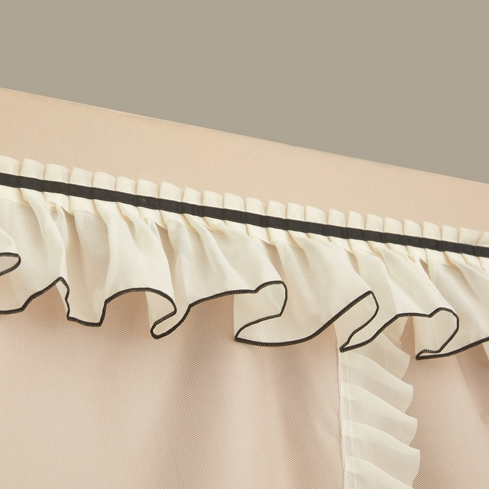 91家纺网 家纺一手货源 找家纺 星际优品 2025新款学生蚊帐遮光床帘植绒环保遮光帘99%遮光-花边款学生蚊帐 花边款-米杏